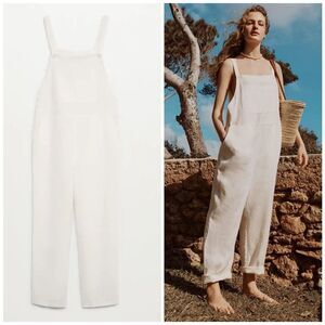 Mango 100% Linen Jumpsuit New
